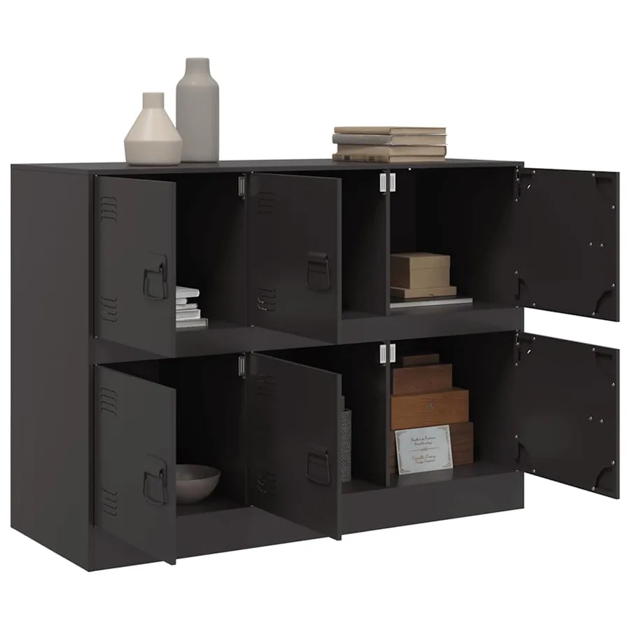 Buffet noir 99x39x73 cm acier - 5