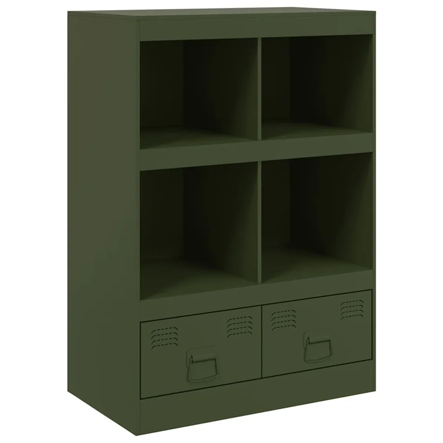 Buffet vert olive 67x39x95 cm acier - 2