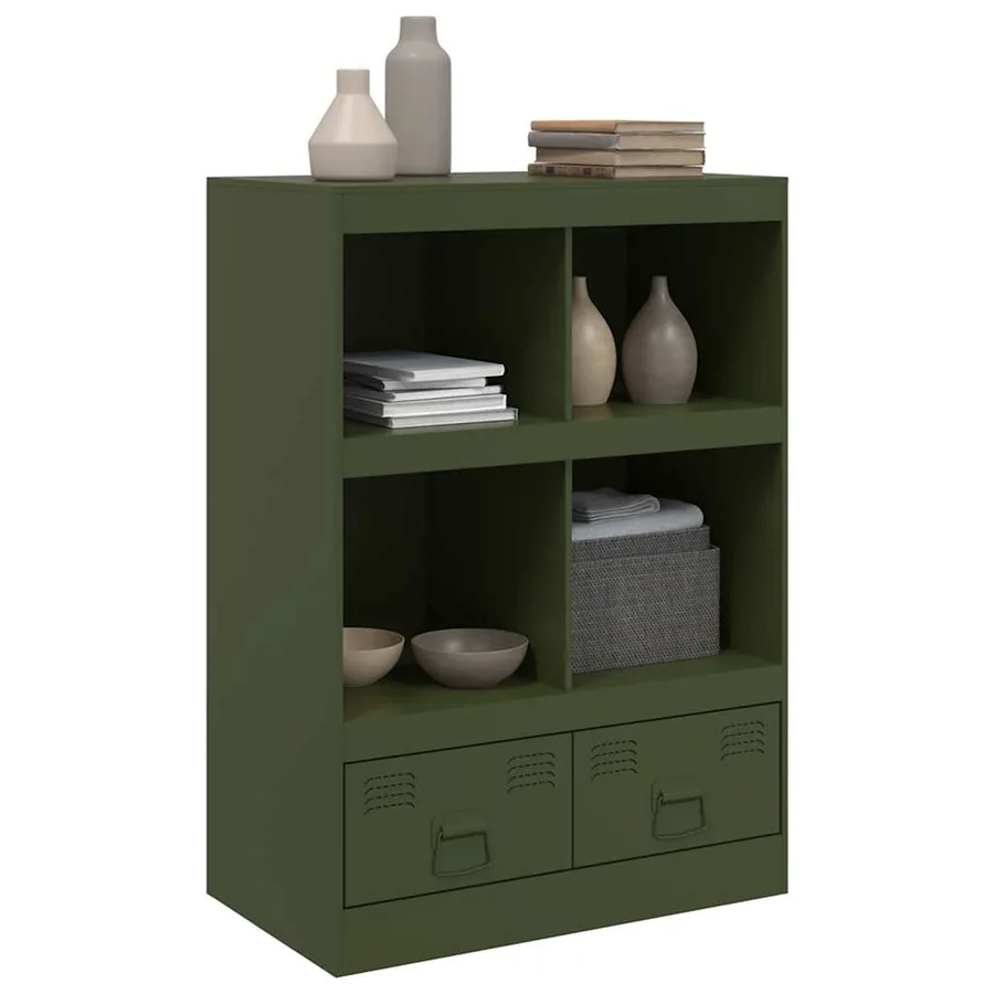 Buffet vert olive 67x39x95 cm acier - 4