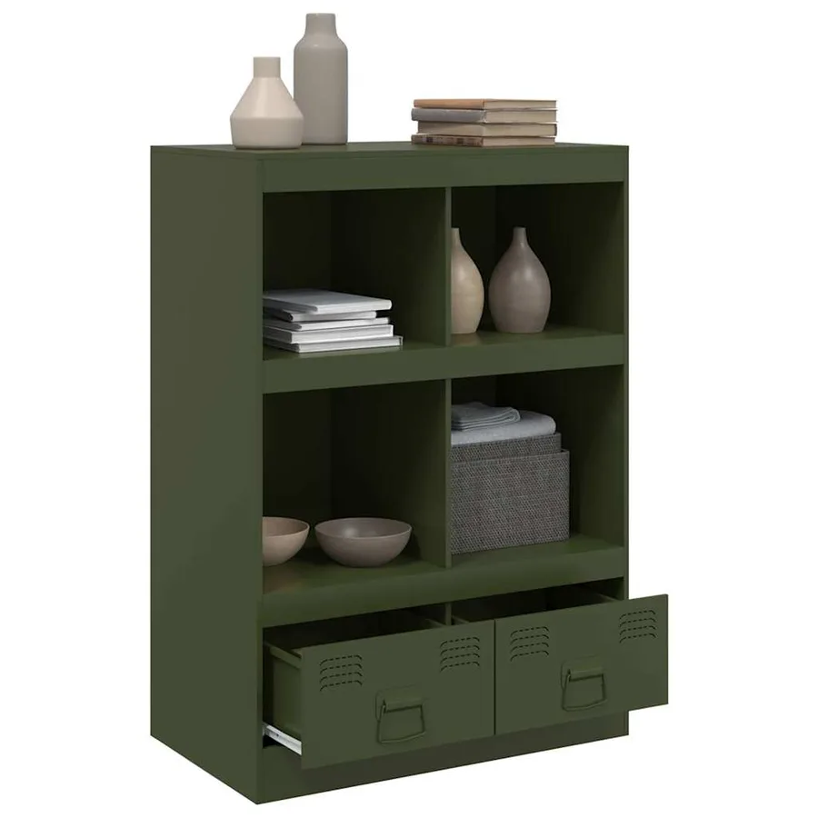 Buffet vert olive 67x39x95 cm acier - 5