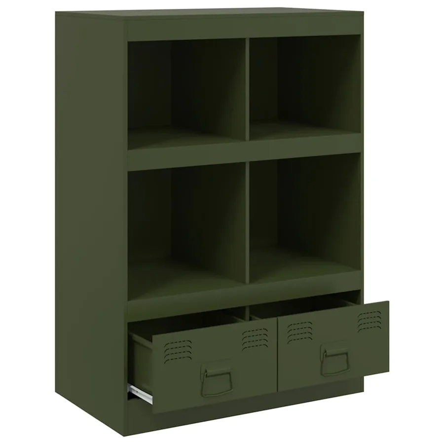 Buffet vert olive 67x39x95 cm acier - 7