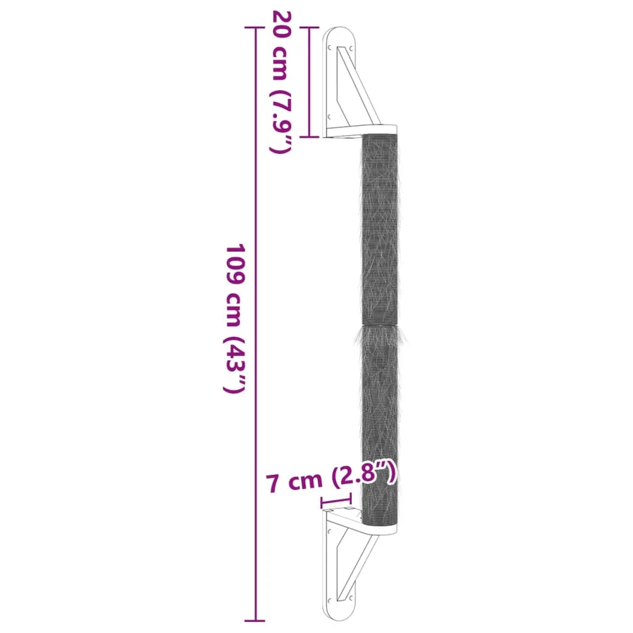 Griffoir mural pour chat 109 cm sisal - 7