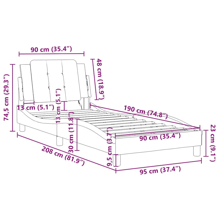 Cadre de lit sans matelas Zadar marron 90x190 cm similicuir - 12