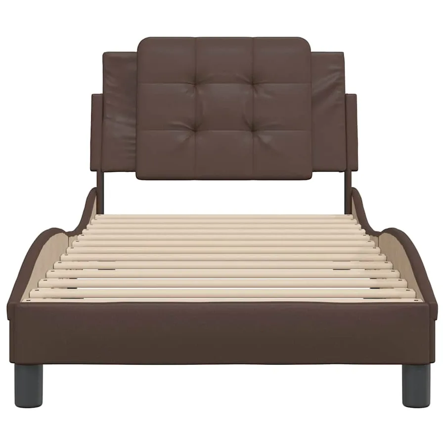 Cadre de lit sans matelas Zadar marron 90x190 cm similicuir - 4