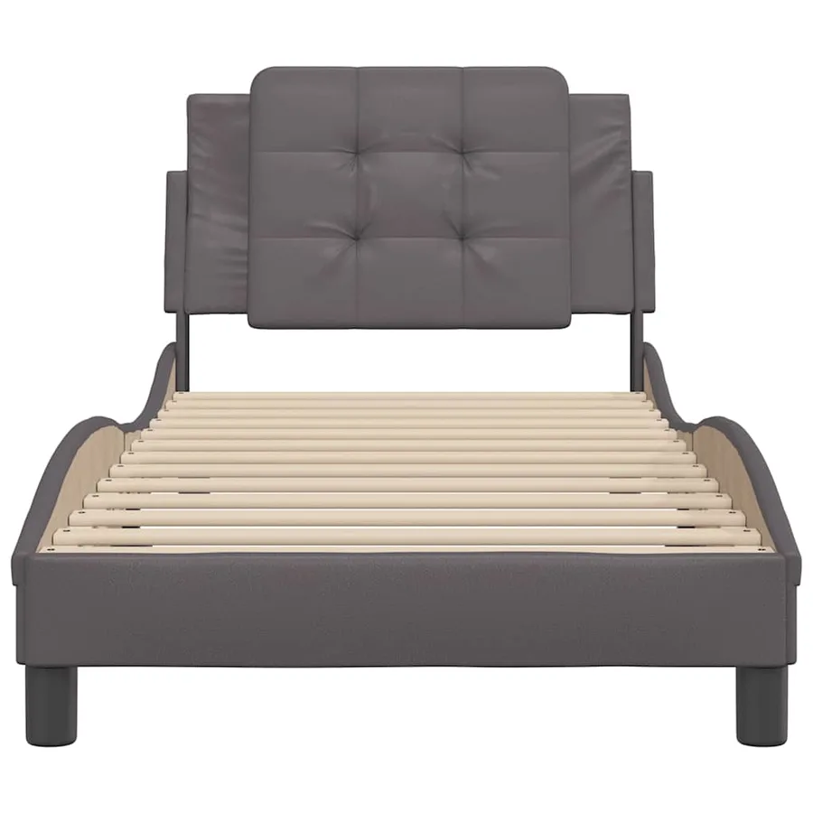 Cadre de lit sans matelas Zadar gris 80x200 cm similicuir - 4