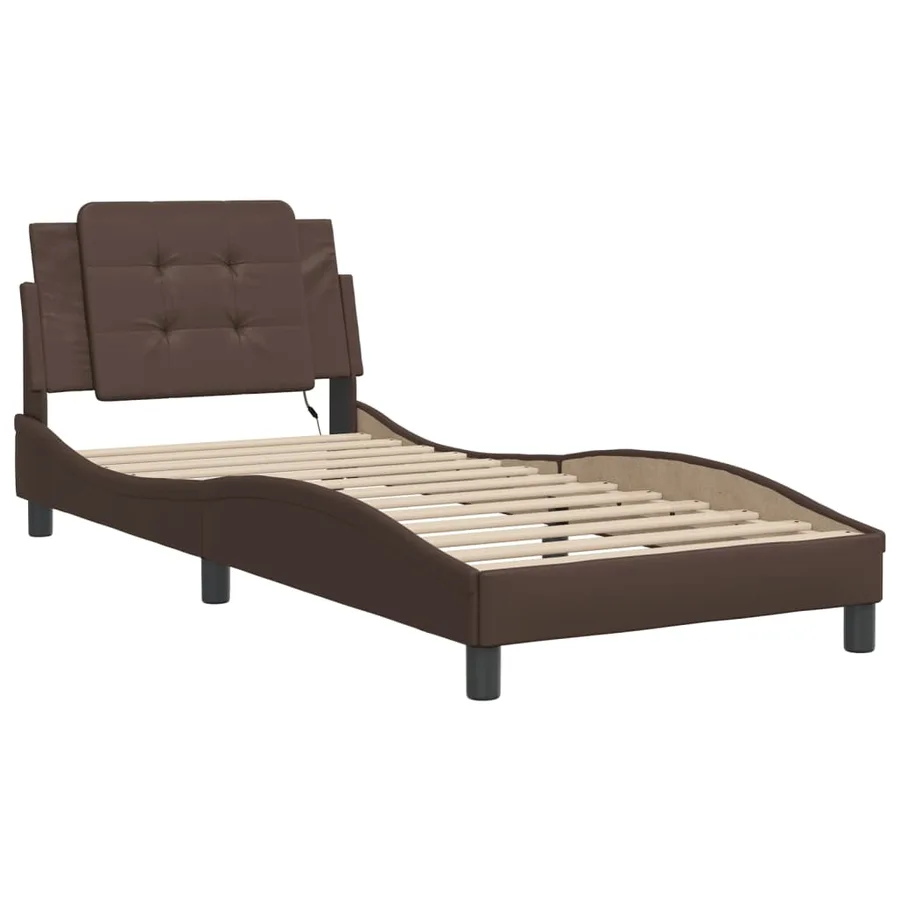 Cadre de lit avec LED sans matelas Zadar marron 90x190 cm - 3