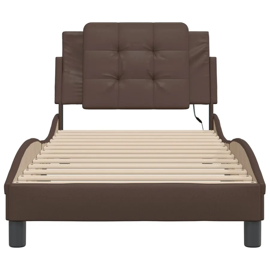 Cadre de lit avec LED sans matelas Zadar marron 90x190 cm - 6