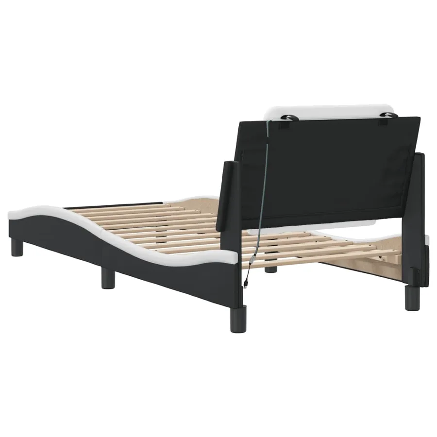 Cadre de lit avec LED sans matelas Zadar noir et blanc 90x190 cm - 10