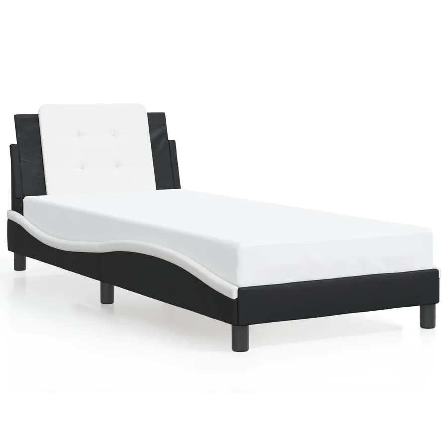 Cadre de lit avec LED sans matelas Zadar noir et blanc 90x190 cm - 5