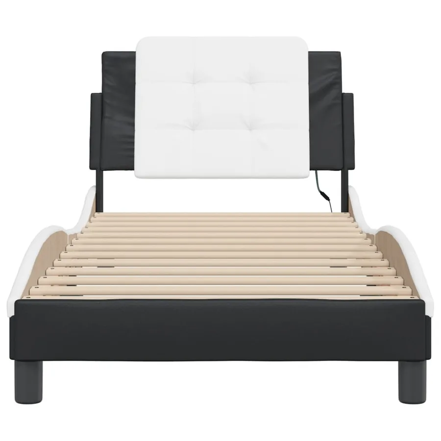 Cadre de lit avec LED sans matelas Zadar noir et blanc 90x190 cm - 7