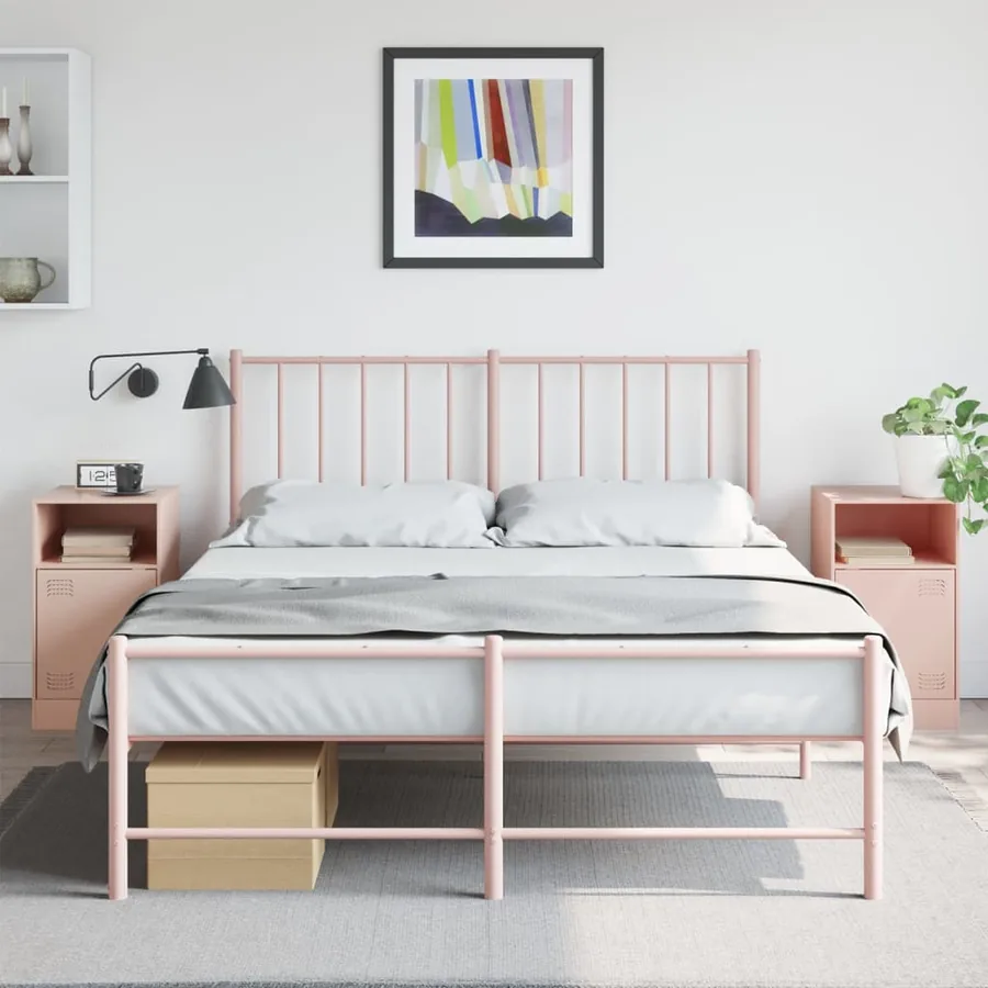 Tables de chevet 2 pcs rose 34,5x39x62 cm acier