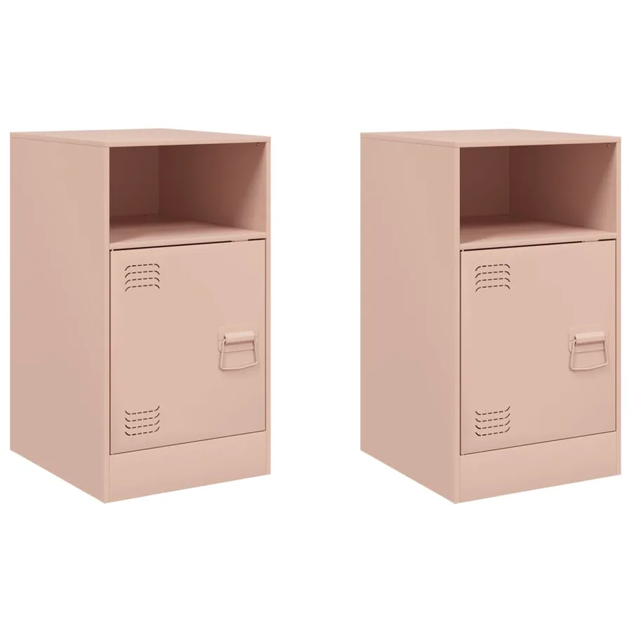 Tables de chevet 2 pcs rose 34,5x39x62 cm acier - 2