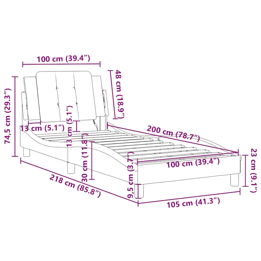 Cadre de lit sans matelas Zadar blanc 100x200 cm similicuir - 12