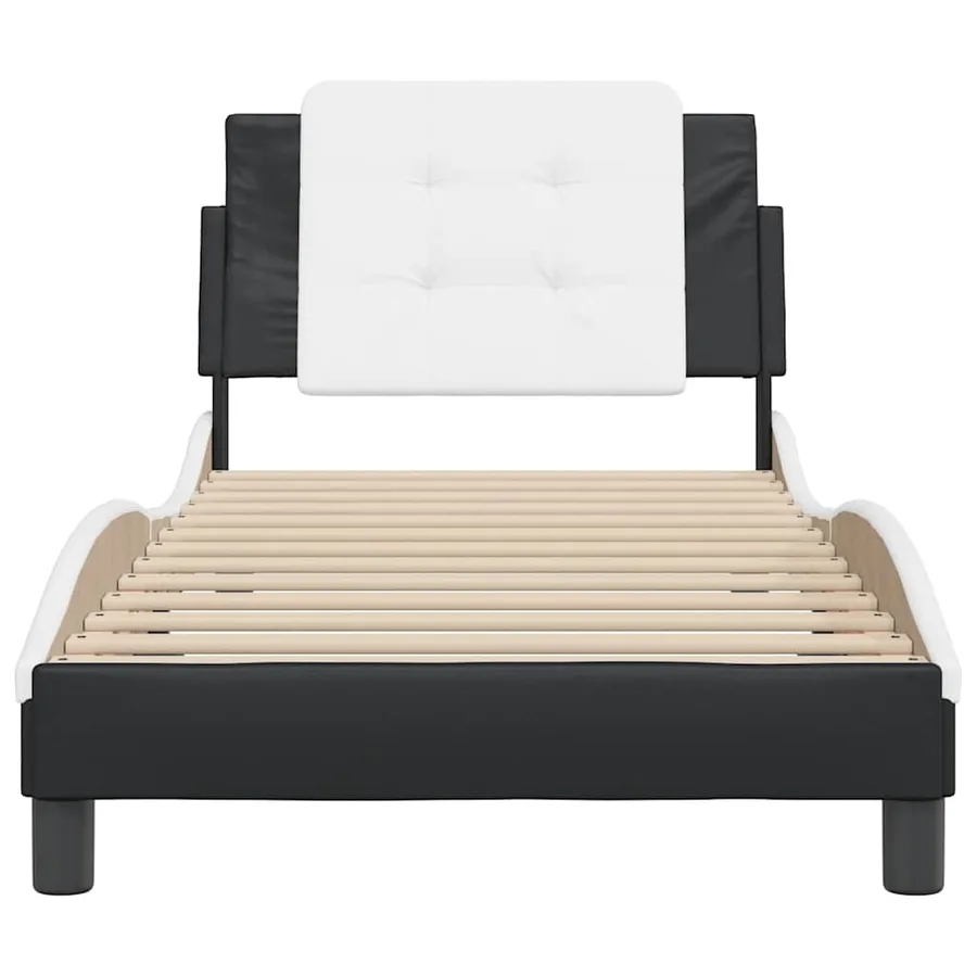Cadre de lit sans matelas Zadar noir et blanc 80x200 cm similicuir - 4