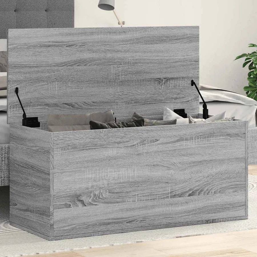 Boîte de rangement sonoma gris 100x42x46 cm bois d'ingénierie