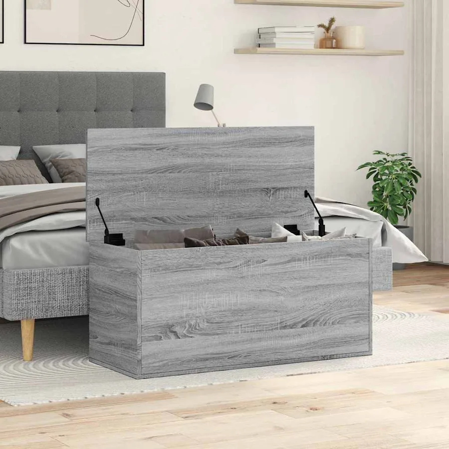 Boîte de rangement sonoma gris 100x42x46 cm bois d'ingénierie - 3