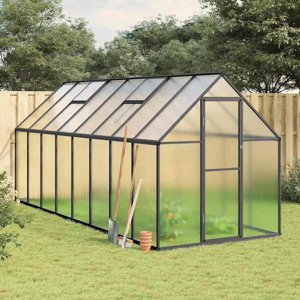 Serre avec cadre de base anthracite 445x169x195 cm aluminium