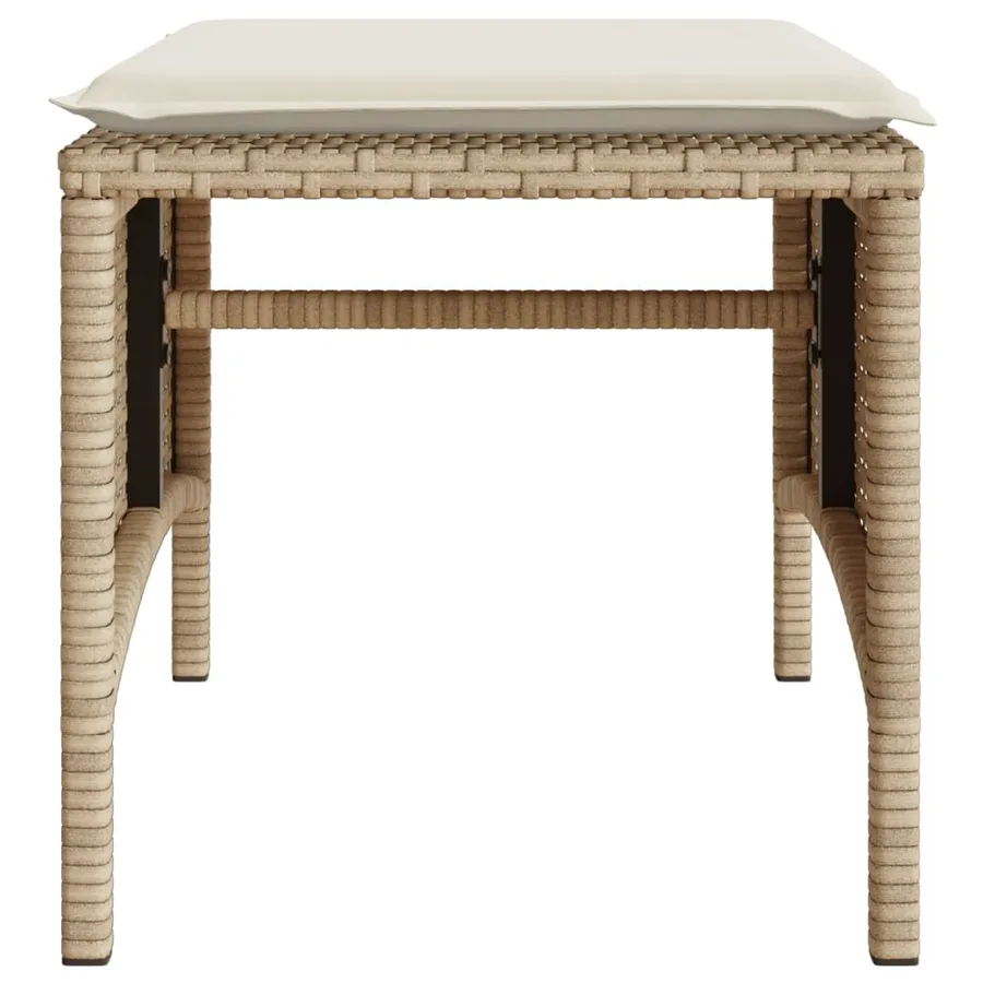Canapé de jardin 2 places avec table et tabourets beige rotin - 10