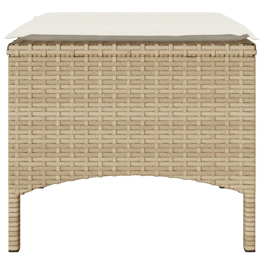 Canapé de jardin 2 places avec table et tabourets beige rotin - 9