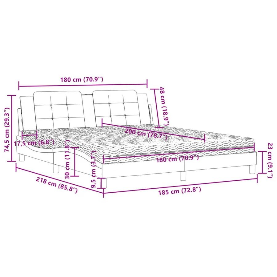 Lit avec matelas Zadar noir 180x200 cm similicuir - 11