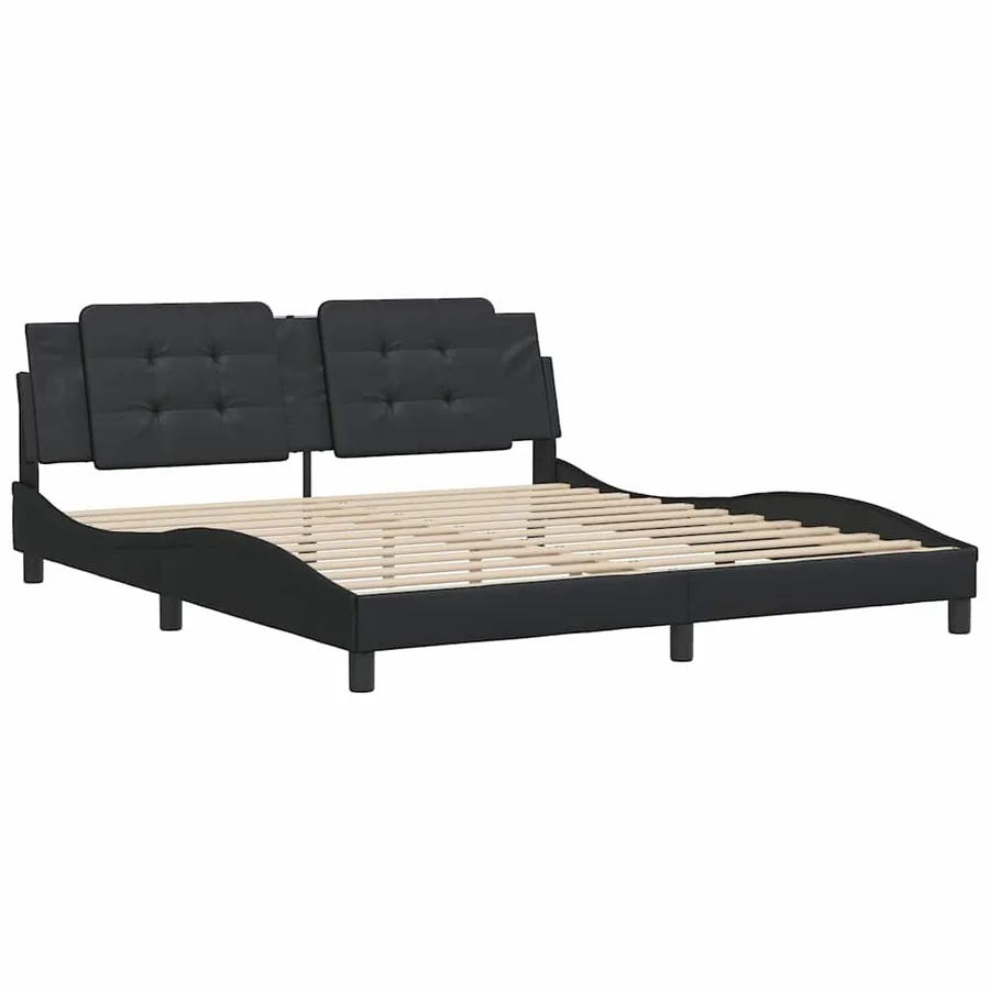 Cadre de lit sans matelas Zadar noir 180x200 cm similicuir - 3