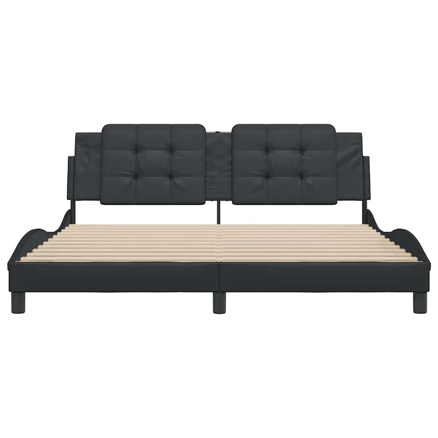 Cadre de lit sans matelas Zadar noir 180x200 cm similicuir - 4