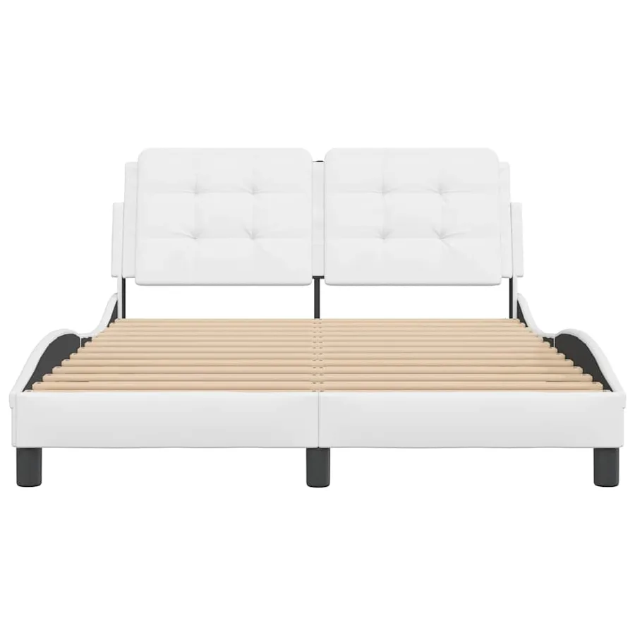 Cadre de lit sans matelas Zadar blanc 140x200 cm similicuir - 4