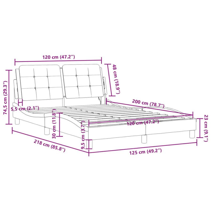 Cadre de lit avec LED sans matelas Zadar noir 120x200 cm - 16