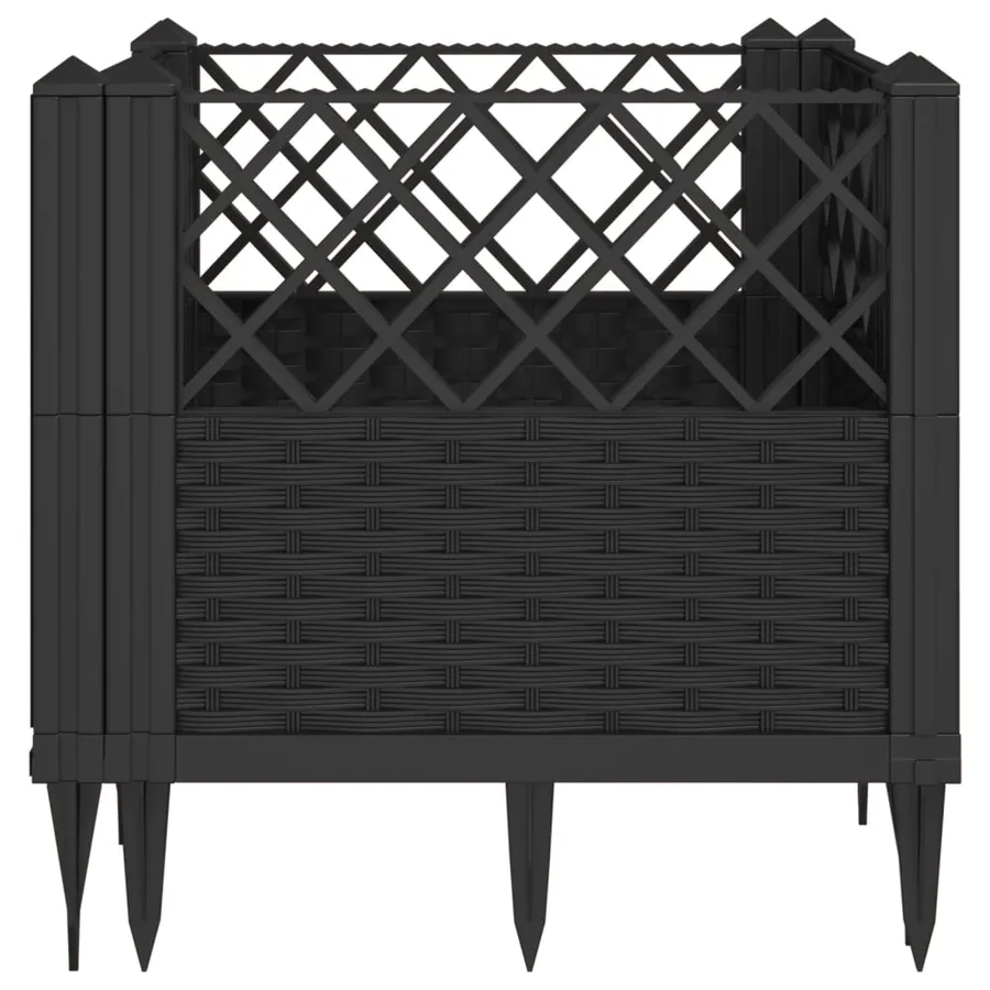 Jardinière avec piquets noir 43,5x43,5x43,5 cm PP - 4