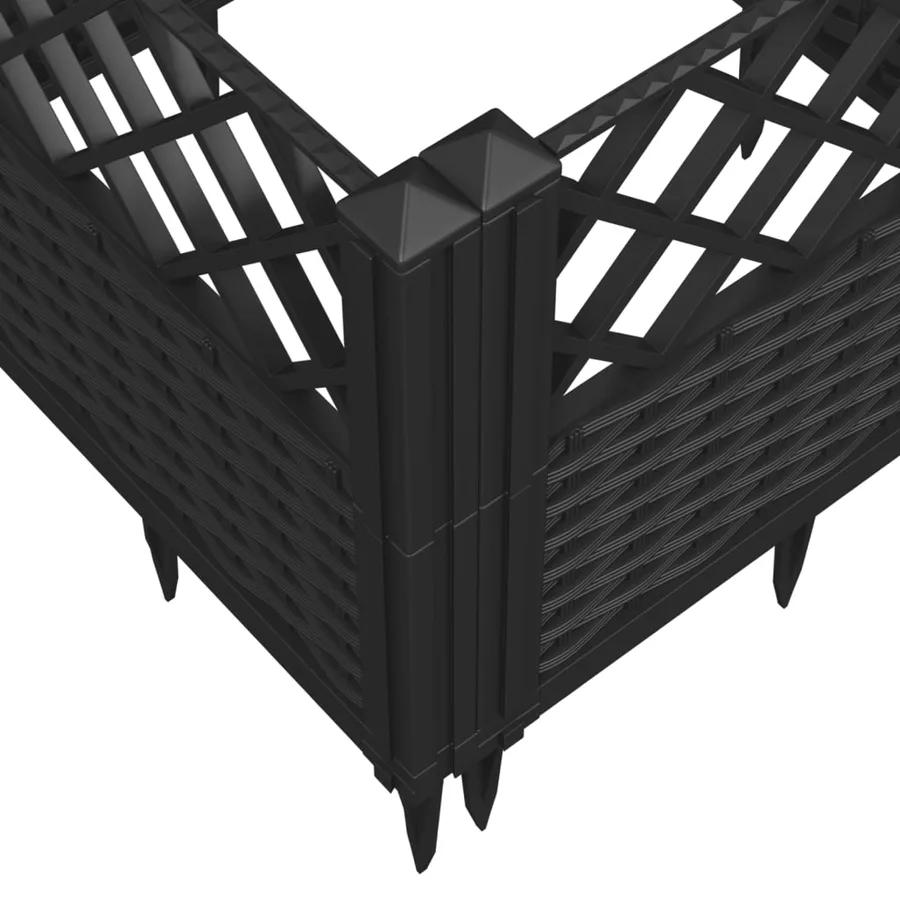 Jardinière avec piquets noir 43,5x43,5x43,5 cm PP - 7
