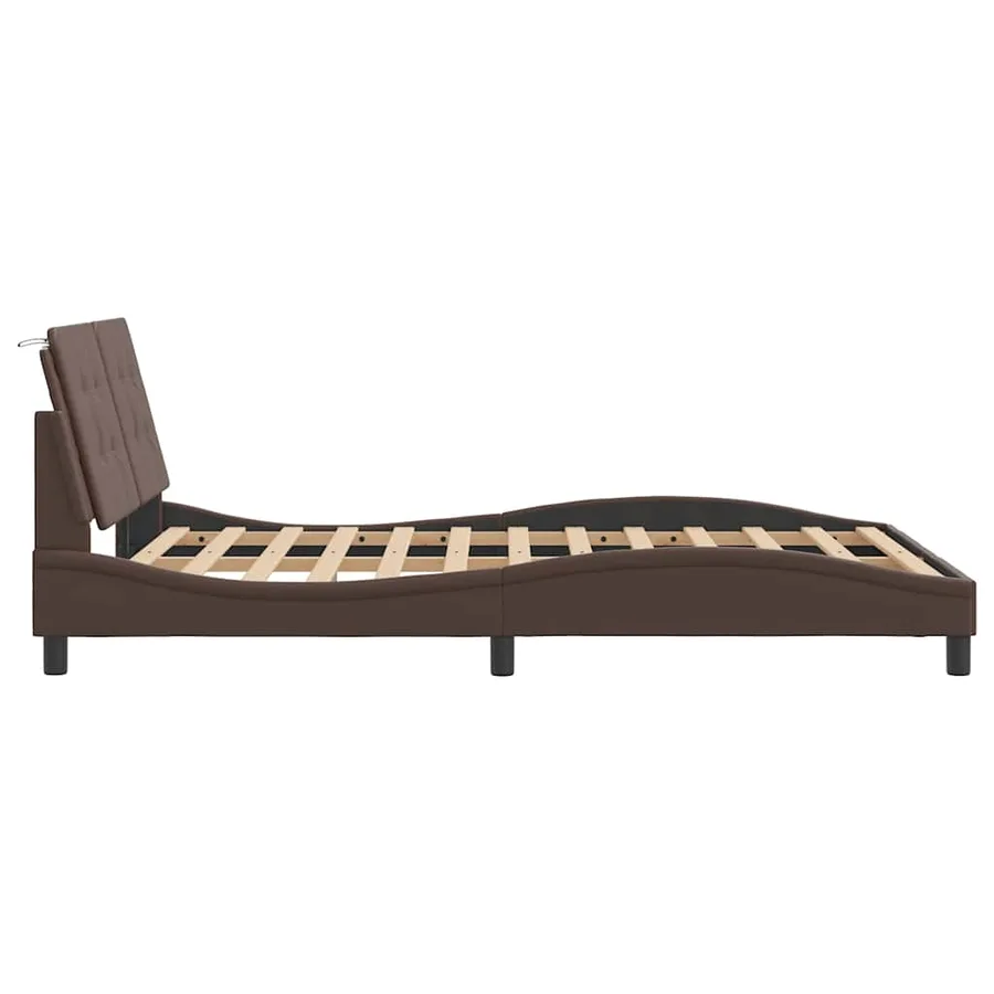 Cadre de lit sans matelas Zadar marron 120x200 cm similicuir - 5
