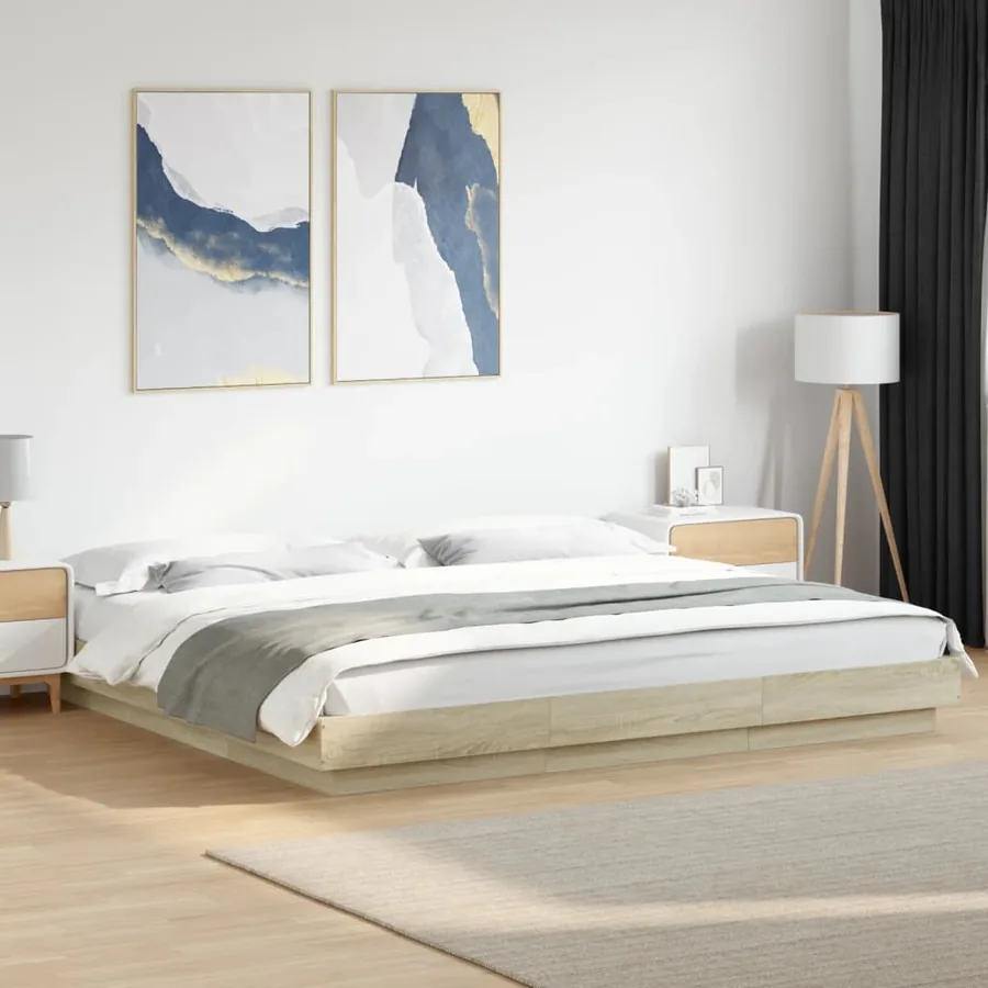 Cadre de lit sans matelas chêne sonoma 200x200 cm