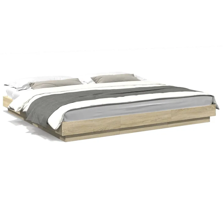 Cadre de lit sans matelas chêne sonoma 200x200 cm - 2