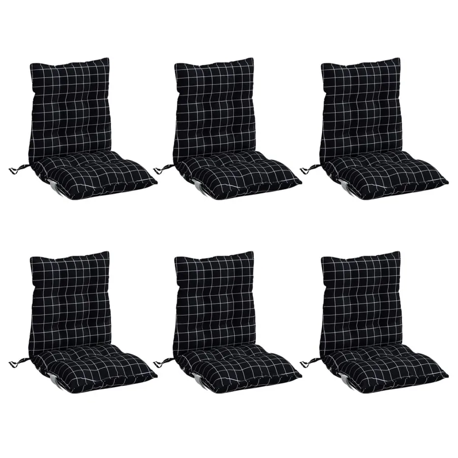 Coussins de chaise à dossier bas lot de 6 motif à carreaux noir - 3