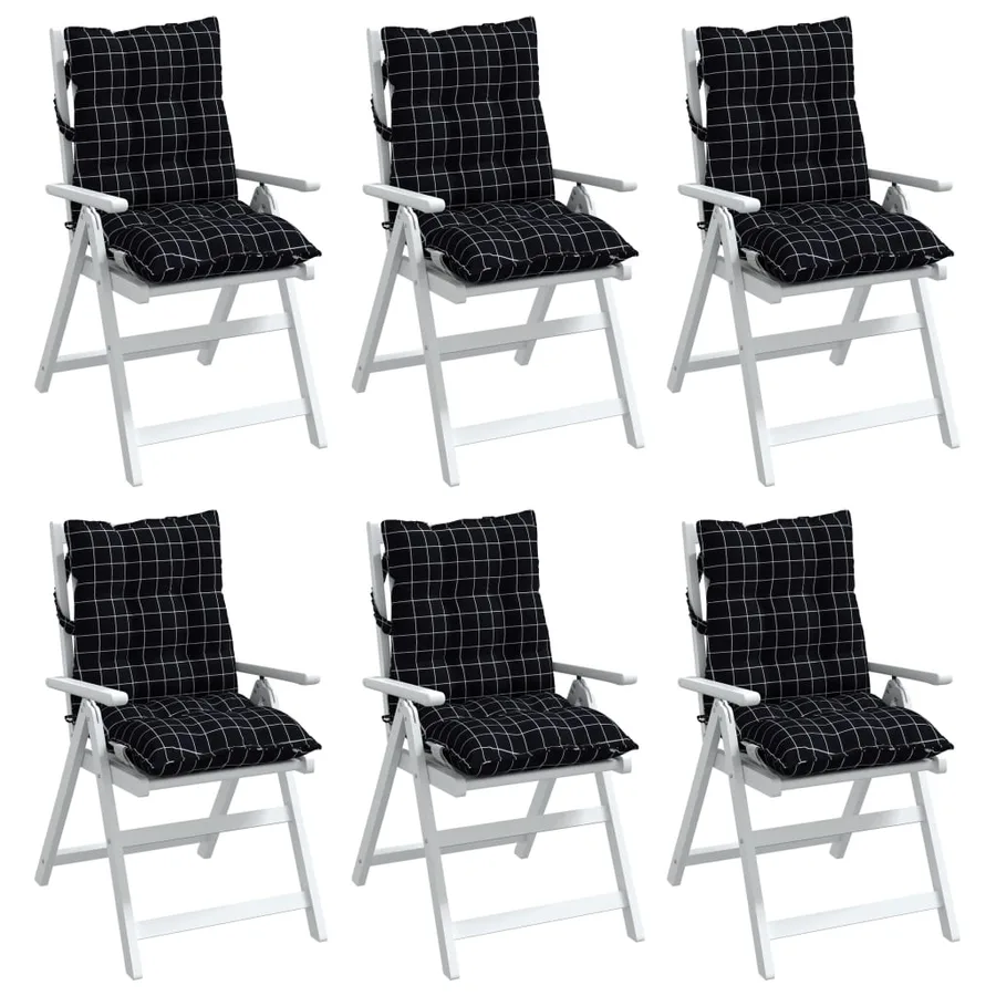 Coussins de chaise à dossier bas lot de 6 motif à carreaux noir - 4
