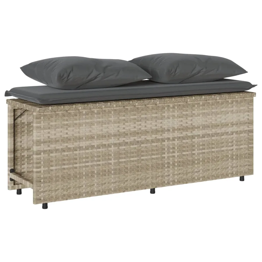 Ensemble à manger de jardin 3pcs coussins gris clair poly rotin - 4