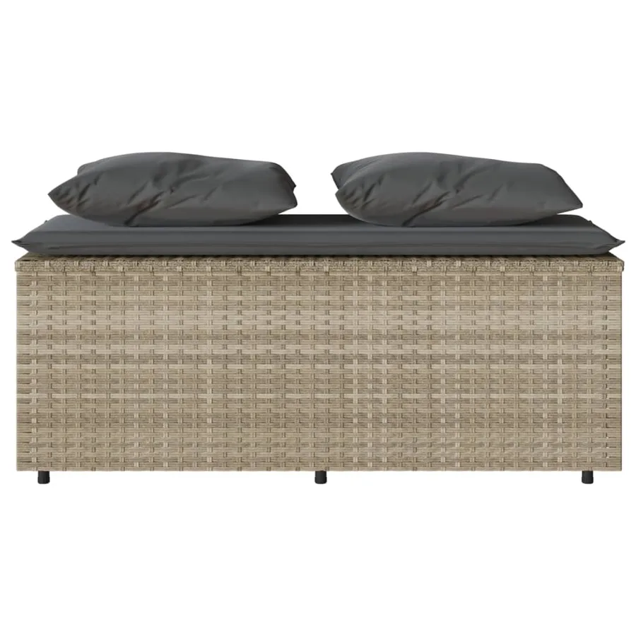 Ensemble à manger de jardin 3pcs coussins gris clair poly rotin - 5
