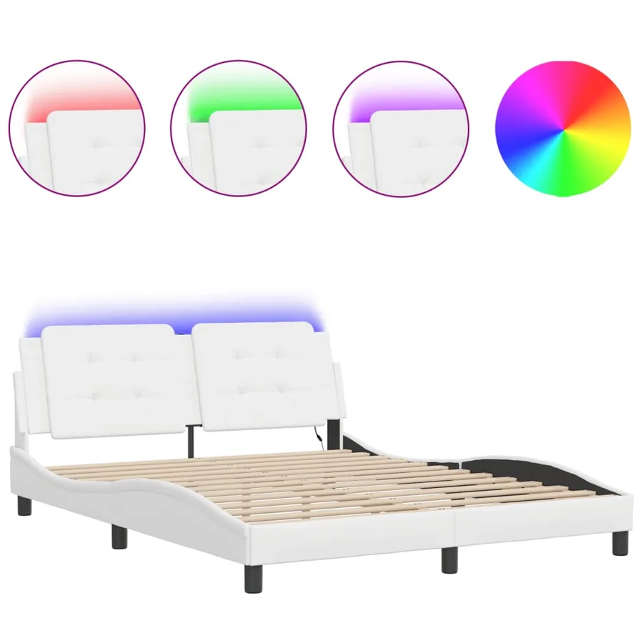 Cadre de lit avec LED sans matelas Zadar blanc 160x200 cm - 2