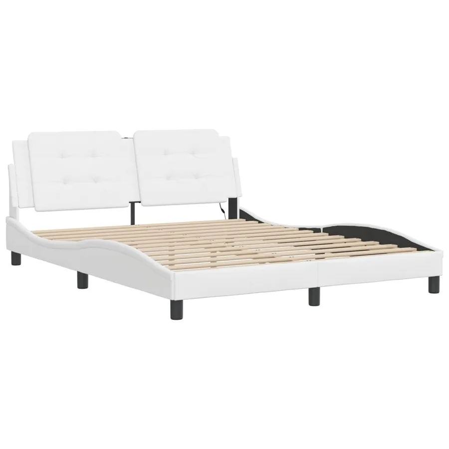 Cadre de lit avec LED sans matelas Zadar blanc 160x200 cm - 3