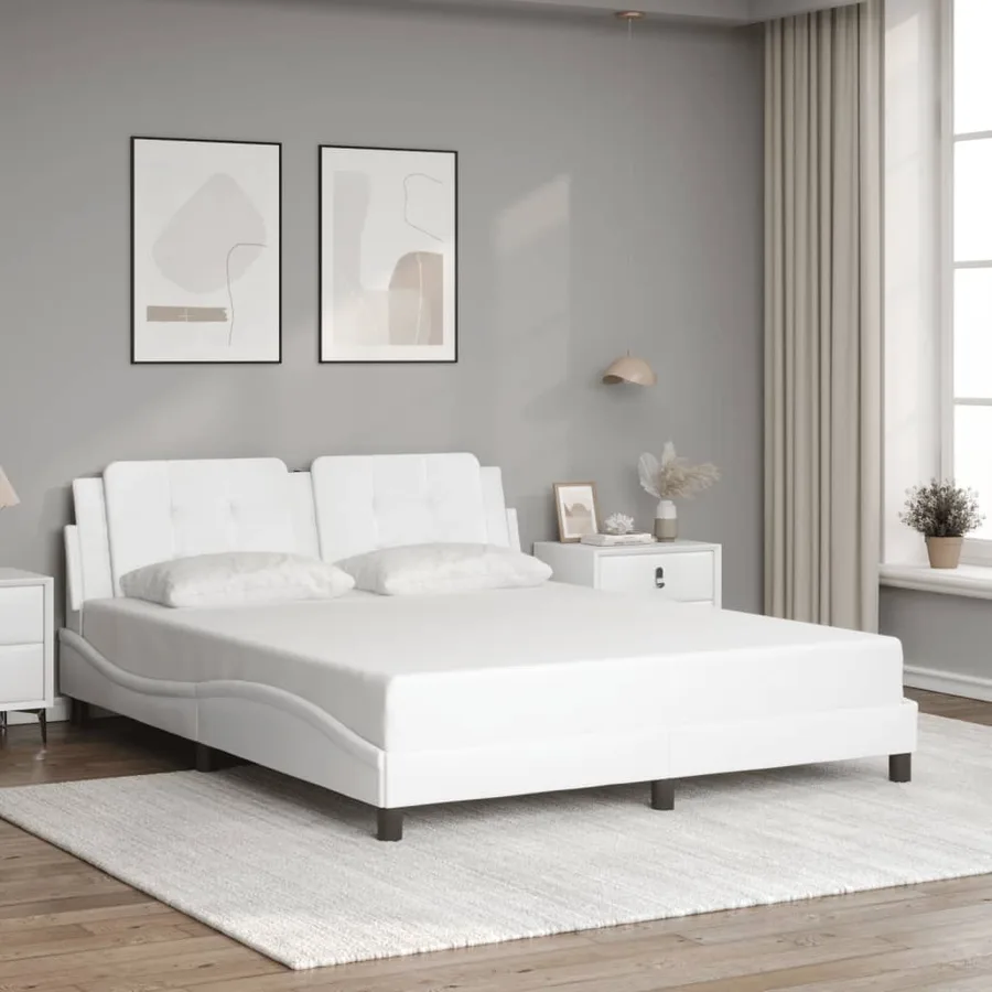 Cadre de lit avec LED sans matelas Zadar blanc 160x200 cm - 4