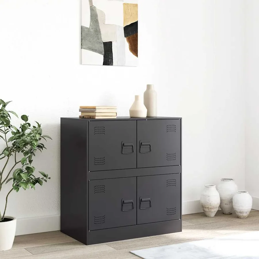 Buffet noir 67x39x73 cm acier - 3
