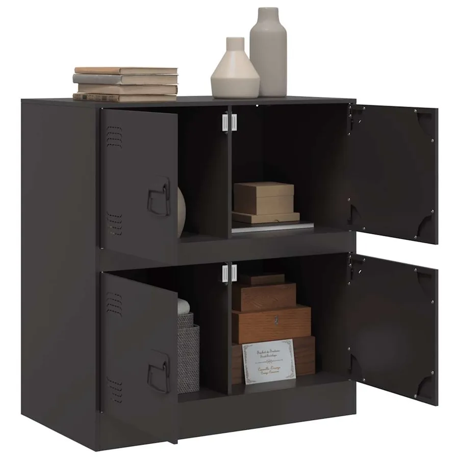 Buffet noir 67x39x73 cm acier - 4