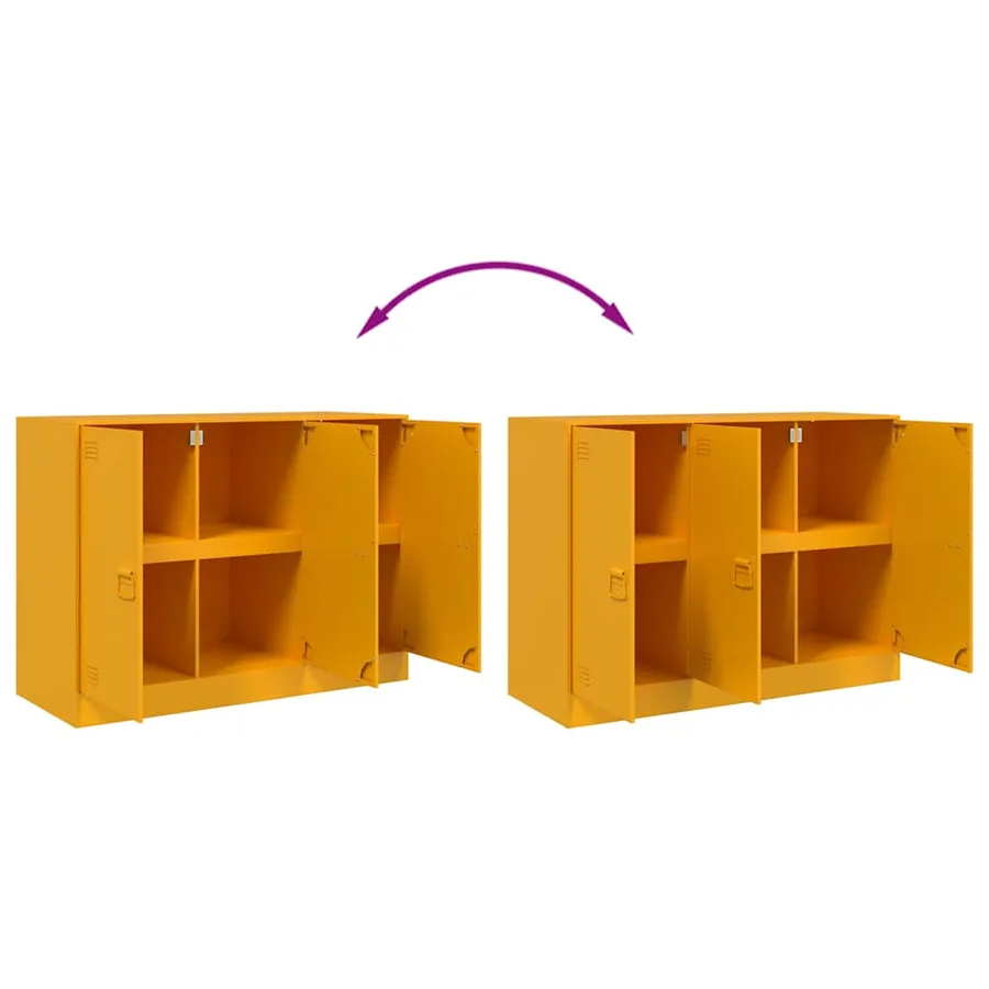 Buffet jaune moutarde 99x39x73 cm acier - 10