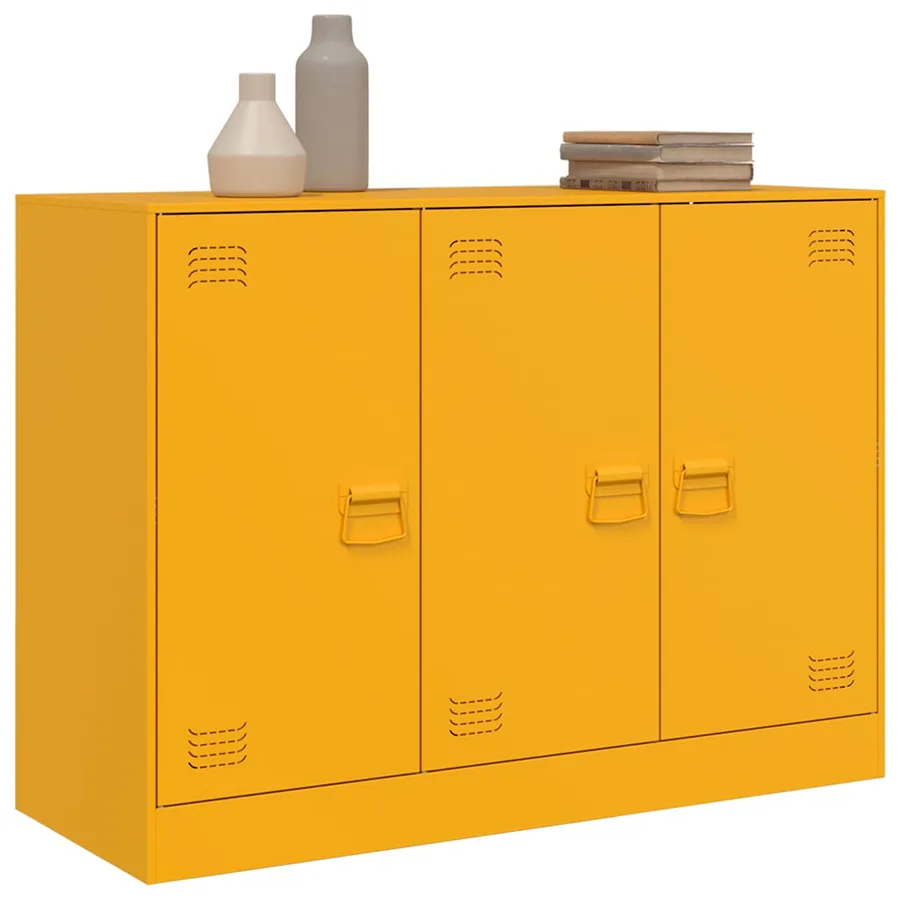 Buffet jaune moutarde 99x39x73 cm acier - 4