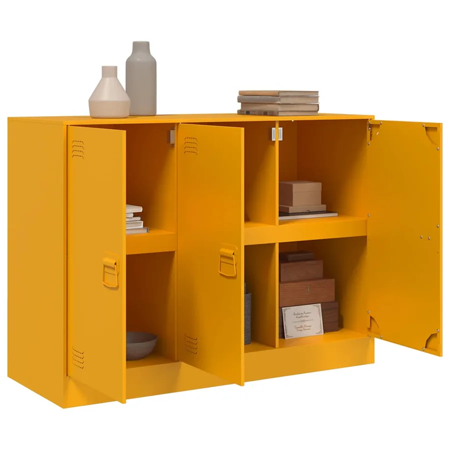Buffet jaune moutarde 99x39x73 cm acier - 5