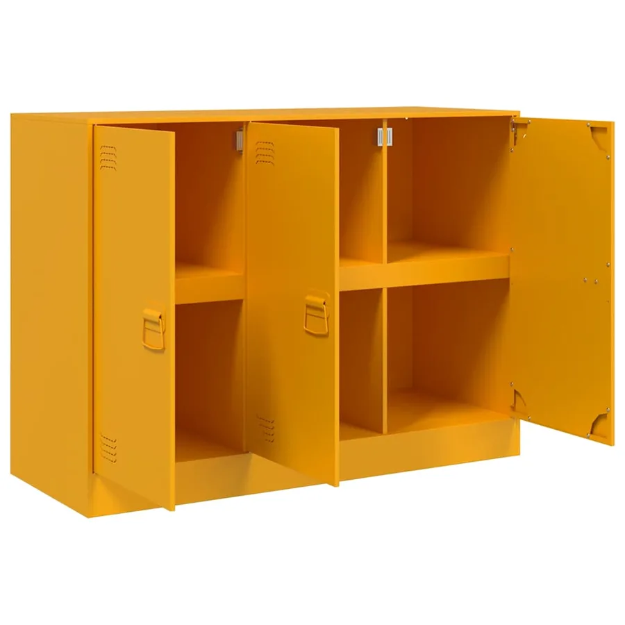 Buffet jaune moutarde 99x39x73 cm acier - 7