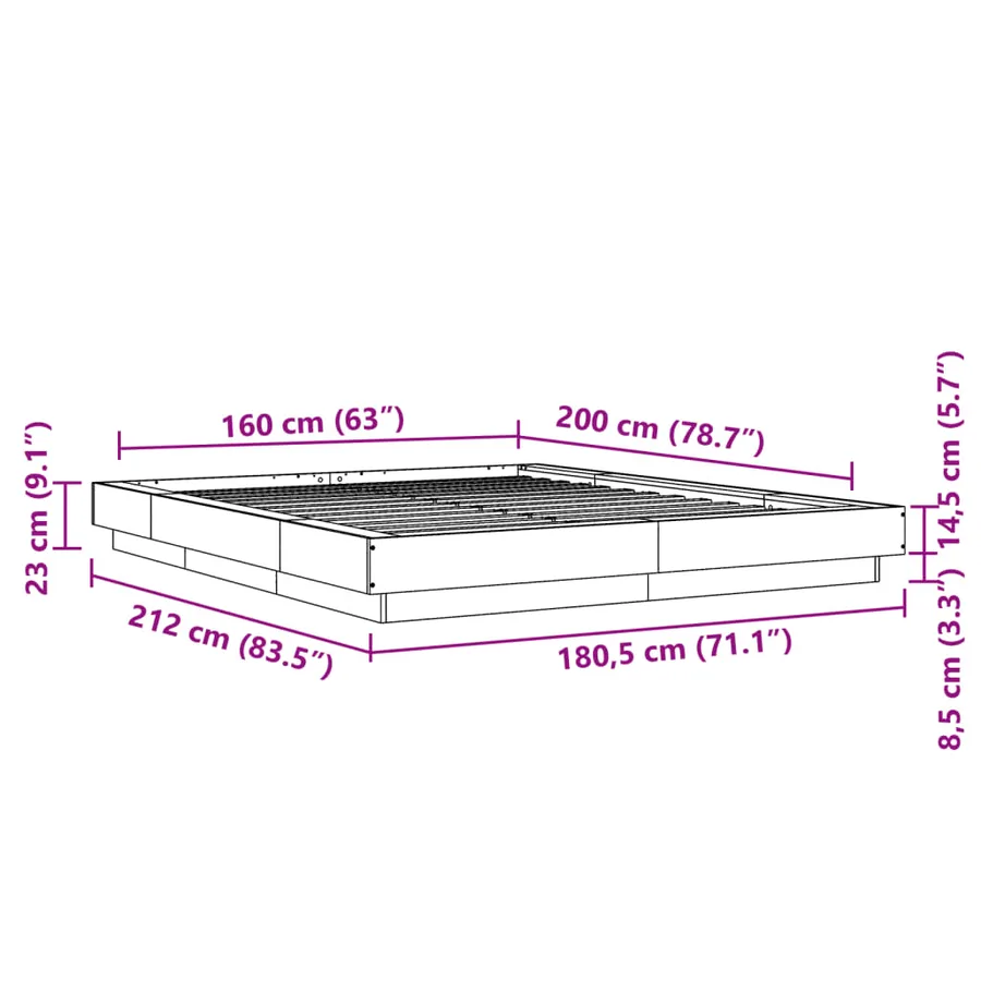 Cadre de lit sans matelas blanc 160x200 cm - 10