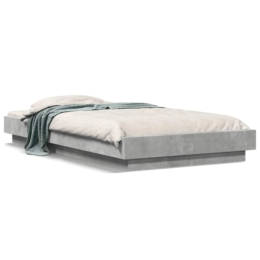 Cadre de lit sans matelas gris béton 100x200 cm - 2
