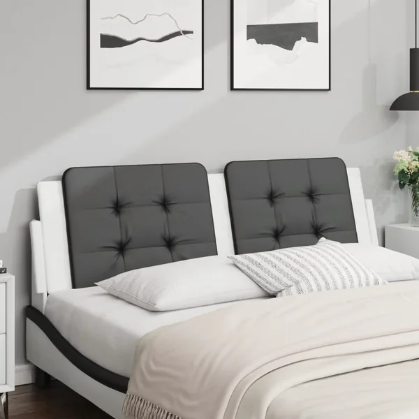 Coussin de tête de lit Zadar noir et blanc 160 cm similicuir