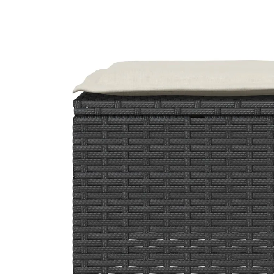 Ensemble de bistro 3 pcs avec coussins noir résine tressée - 10